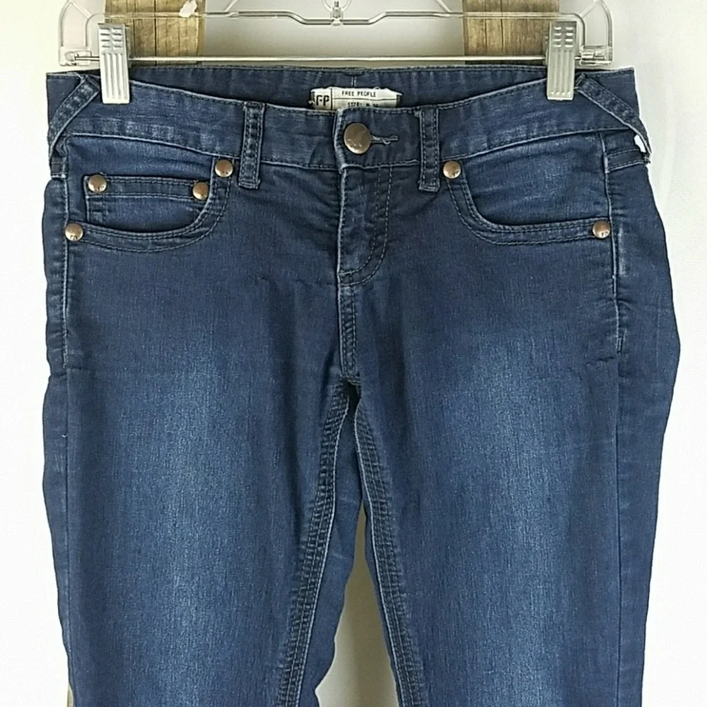 Free People women 26 skinny jeans‎ denim blue grunge gorpcore rugged